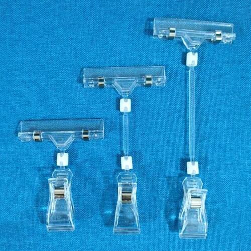 1PC Transparent Plastic Card Display Stand Card Holder Double Clips Adjustable Card Sign Holder Advertising Business Folder