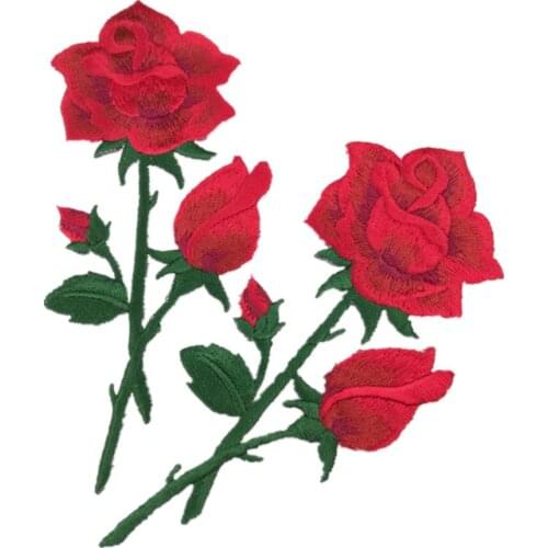 10Pcs Embroidered Red Rose Flower Patch for Clothing Iron on Rose Patches DIY Apparel Accessories Wedding Dress Decoration BT110