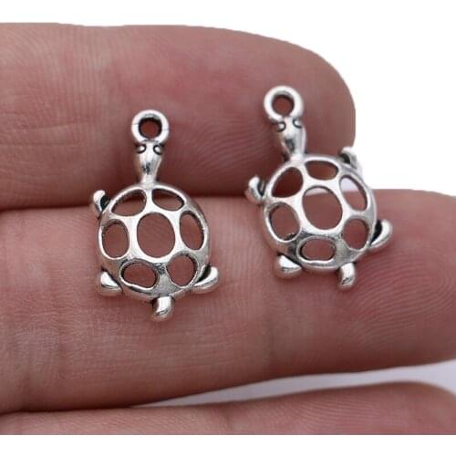 10Pcs Tibetan Silver Plated Turtle Charms Pendants for Jewelry Making Bracelet Earrings Necklace DIY Accessories Craft