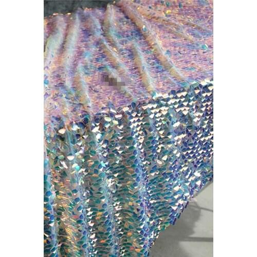 130CM wide Sparkling bling Sequin embroidery tulle mesh lace fabric for DIY Dress Curtain Table Cloth Bags