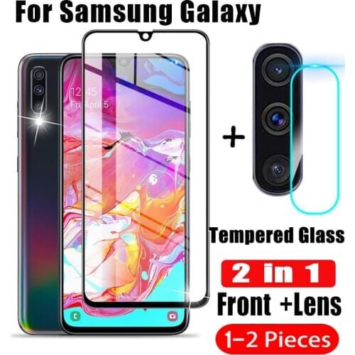 2/1Pcs Protective Glass Full Cover for Samsung Galaxy A10 A20 A30 A50 A70 A7 A8 A9 Plus 2018 Camera Back Len Tempered Glass Film