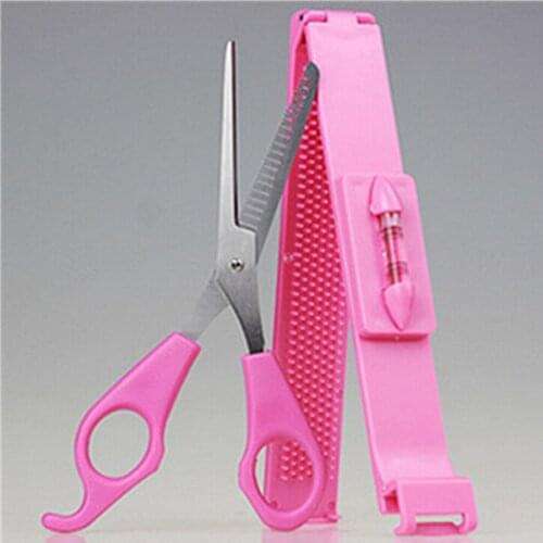 2pcs Fashion Bangs Hair Edge Detangling Cutting Clip Comb Hair Bangs Scissors Hair Style Styling Typing Trimmer Tool Magic Knife