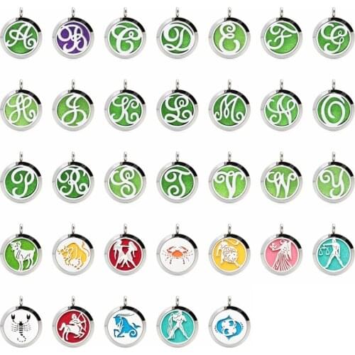 25mm Letters Aromatherapy Essential Oil Locket 316L Stainless Steel Star Sign Perfume Diffuser pendant fit Necklace(free 10pads)