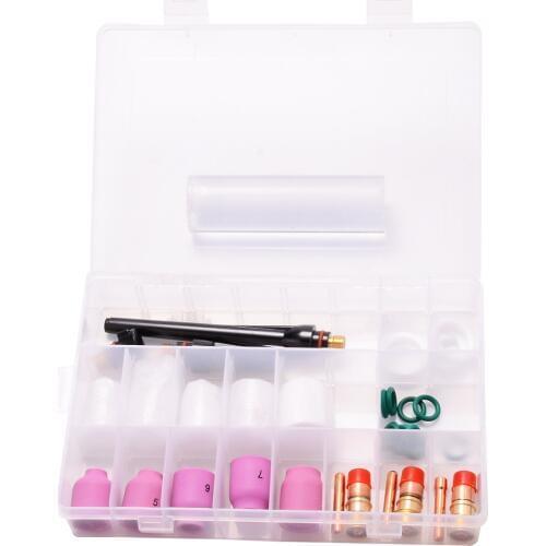 31pcs/set Practical TIG Welding Torch Accessories Tig Gas Lens 6#-12# Glass Cup Kit for WP-17/18/26 Welding Torches Mayitr