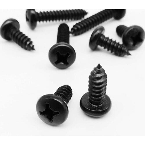 5/50pcs M3.5 M3.9 M4.2 M5 M5.5 M6.3 Black 304 Stainless Steel Cross Phillips Pan Round Head Self Tapping Wood Screw High Quality