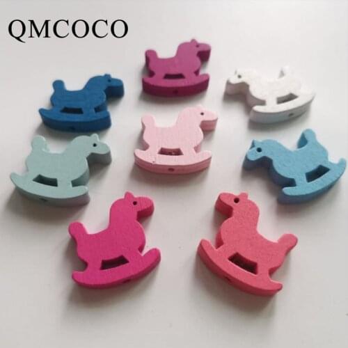 DIY 50Pcs Colorful Wooden Horse Wooden Beads Childrens Educational Handmade Custom Crafts Decorations Baby Toys Accessories