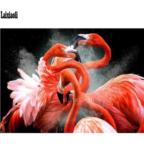 Diamond Painting Flamingos Diamond Mosaic Bird Diamond Embroidery Animals Picture of Rhinestone Full Square round drill painting