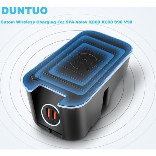 Wireless Charging QC3.0 Quickcharge Wireless Charger Double USB Plug & Play For SPA Volvo XC60 XC90 S90 V90 V60