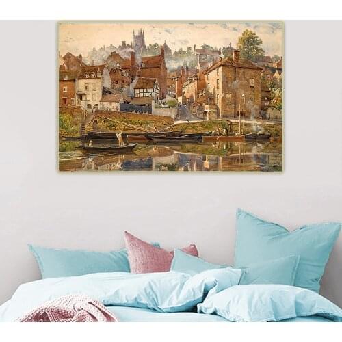 Citon Edward John Poynter《By Severnside Bridgnorth》Canvas Art Oil Painting Artwork Poster Picture Wall Decor Home Decoration