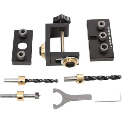 Woodworking 3 in 1 Adjustable Doweling Jig Pocket Hole Jig With 8/15mm Drill Bit For Drilling Guide Locator Puncher Tools DIY