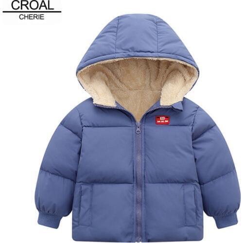 CROAL CHERIE Kids Winter Fleece Jacket Parkas For Girl Boys Winter Coat Kids Warm Thick Velvet Hooded Baby Coats Outerwear