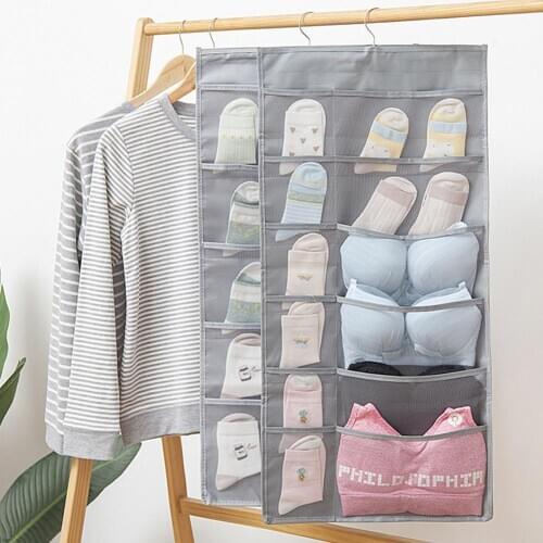 HobbyLane 15/30 Grids Wall Door Hanging Storage Bag Oxford Double Side Underwear Bra Socks Storage Bag
