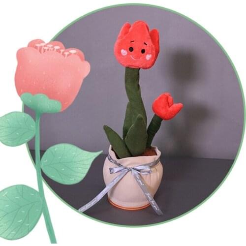 Table Decor 32cm Electric Stuffed Toy Dancing Flower Soft Cotton Plush Doll with Pleasant Songs Interactive Novelty Gift