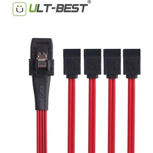 ULT-Best Mini SAS 36Pin SFF-8087 Male to 4 SATA 7Pin female Cable Mini SAS Host/Controller to 4 SATA Target/Backplane 0.5M