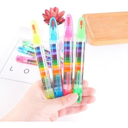 20 Colors Non-Toxic wax Crayon Oil Paint Pen Cratons Stacker Pencils Drawing Pen Art Painting Gift for Children Kids Oil Pastel