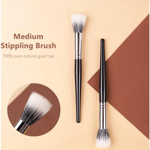 Medium Sized Stippling Makeup Brush 100% Saikoho Natural Goat Hair Dual Layer Foundation Concealer Blush Highlight Beauty Tools