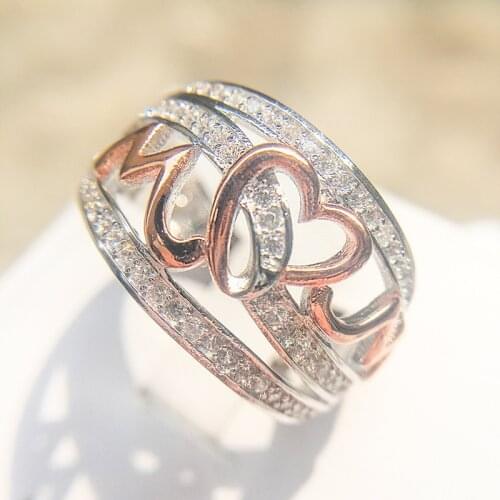 2021 New Rose Gold Love Mom Heart Ring For Women Elegant Female Finger Ring Accessories Fashion Jewelry Gift For Mother