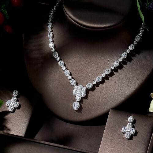 HIBRIDE Beautiful Water Drop CZ Necklace Set Women Fashion Jewelry Set Bridal Weeding Jewelry parure bijoux femme mariage N-1358