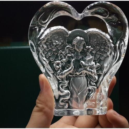 Beautiful Heart Shaped Crystal Praying Angel Glass Angel Figurines Thanksgiving Gifts