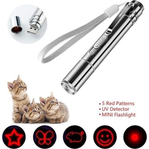 Hot Mini Flashlight Laser LED Pen Light Funny Cat Light Funny Cat Chaser Toy Cat Light Pointers Pet Toys 3-in-1 USB Rechargeable