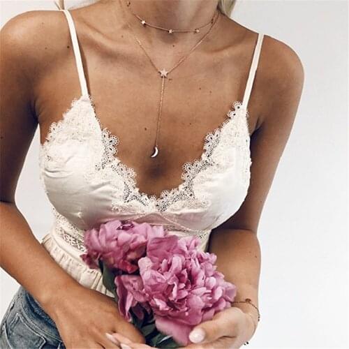 Mavis Hare Star Moon Lariat Y Necklace Rose Gold Stainless Steel Choker Chain Necklace as Mothers Day Best Gift