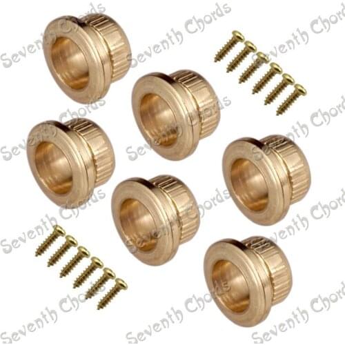 A Set of 6 Pcs Gold Semiclosed or opened Guitar Tuning Pegs Tuners Machine Heads Metal Ferrules Bushing and Mounting Screws