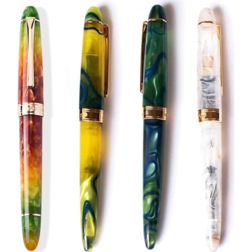New Colorful LORELEI Resin Converter Filling Fountain Pen Golden Clip Fine Nib 0.5mm Ink With Pens Box Office Supplies Gift