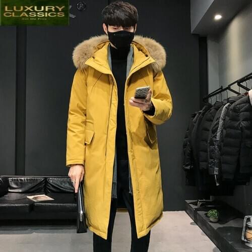 New Brand Mens Down Jacket Winter Men Clothes 2021 Streetwear Fur Hooded White Duck Down Coat Man Down Parkas Hiver 895