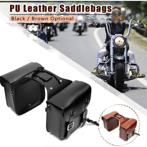 Pair Universal Motorcycle Saddle Bags Side Storage Luggage Bag Fork Tool Pouch