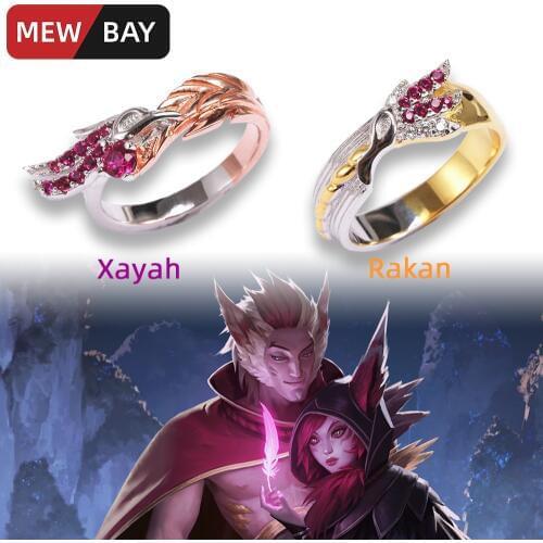LOL Xayah and Rakan Ring S925 Sterling Silver Couple Rings League of Game Peripherals Legends Lovers Men Women Girlfriend Gifts