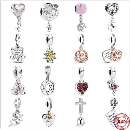 New Cross Devil Elephant Dog Paw Sun Pendant Dangle Charm DIY fine beads Fit Original Pandora Charms Silver 925 Bracelet Jewelry