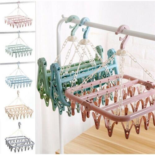 Popular 32 Peg Dryer Washing Line Airer Clothes Socks Pants Hanger Horse Underwear