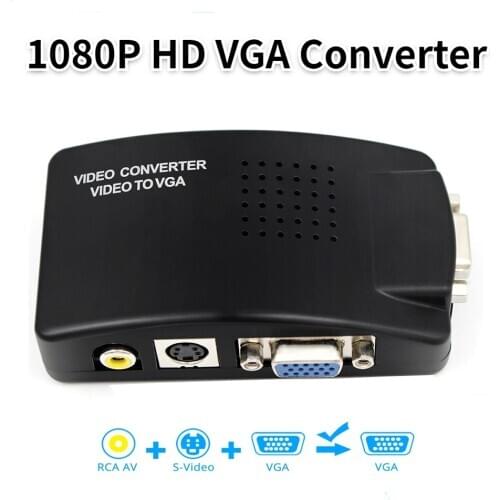 AV VGA Converter 3RCA S-Video VGA to VGA Adapter 1080PHD Video Converter for PC to TV
