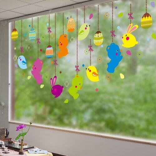 [shijuekongjian] Cartoon Animal Wall Stickers DIY Drop Ornament Wall Decals for Living Rooms Bedroom Window House Decoration