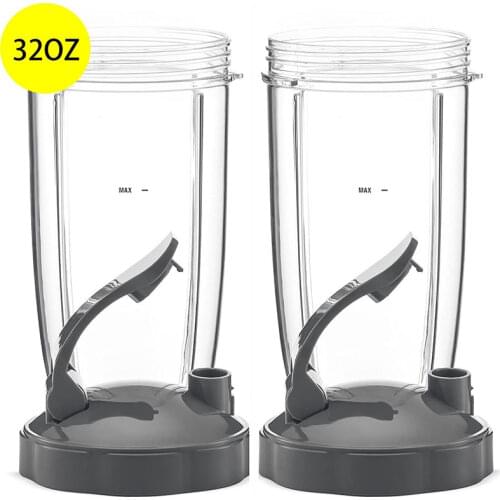 32oz Replacement Parts Cups with Flip Top To Go Lid for NutriBullet 600w and Pro 900w Blender Juicer Mixer 2 Pack 32 Ounce