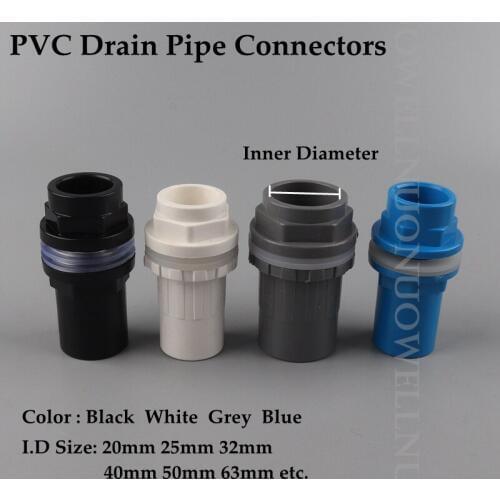 I.D 20 to 50mm PVC Pipe Connectors for Thicken Fish Tank Pipe Water Supply and Drainage Garden Kitchen water Tube fittings