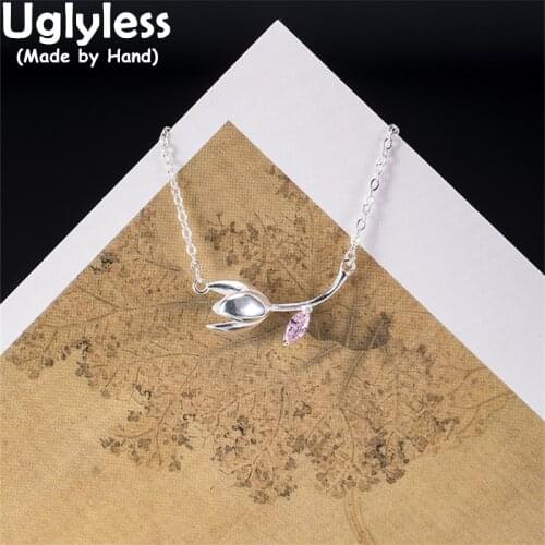 Uglyless Hello Spring ! Little Flower Chokers Necklaces for Women Real 925 Sterling Silver Floral Pendants Necklaces + Chains
