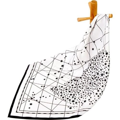 High-quality Pure Silk Scarf Women Bandana Female Hair Scarf Womens Natural Silk Square Neck Scarf Head Scarf for Women Star