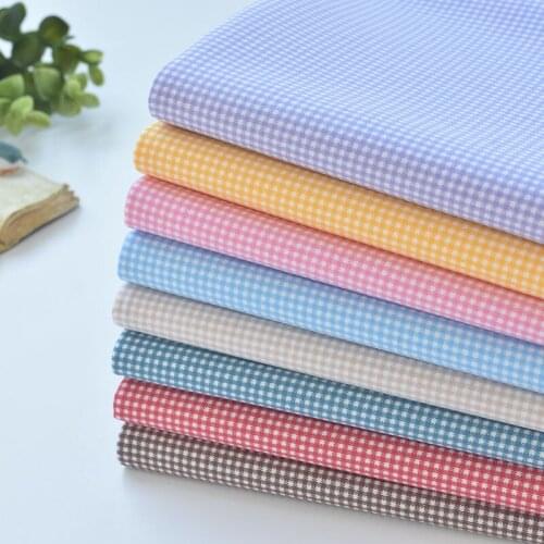 Japan vintage RetroSmall lattice cotton pattern handwork fabric Childrens clothing shirt cloth for DIY Bag 1 order=50cm*110cm