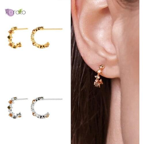 New Ladies Sparkling Stud Earrings 925 Sterling Silver Ear Needle Colorful Earrings With Diamonds Fashion High Jewelry Gifts