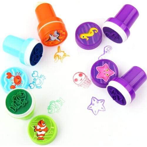 10pcs/Set Children Toy Stamps Cartoon Animals Fruits Kids Seal For Scrapbooking Stamper DIY Cartoon Stamper Toys G0436