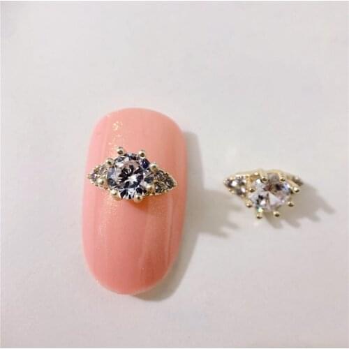 100pcs/lot Gold Alloy Clear Zircon Rings Nail Art Crystals Jewelry Rhinestone Nails Accessories Supplies Nail Decorations Charms