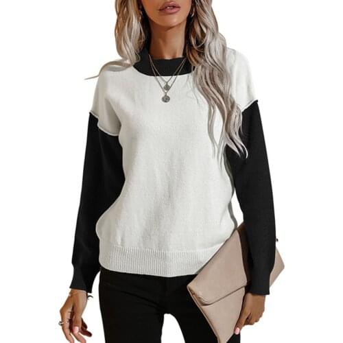 2021 Autumn Winter Sweater for Women Casual Sweater Pullovers Oversize Contrast Color Jumper Warm Teen Sweaters Sueter Mujer