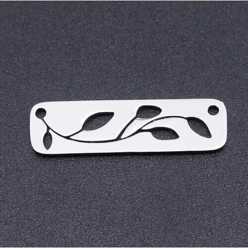 5pcs/lot 100% Stainless Steel Leaf Connectors Charms Wholesale Never Tarnish Bracelets Pendants Top Quality