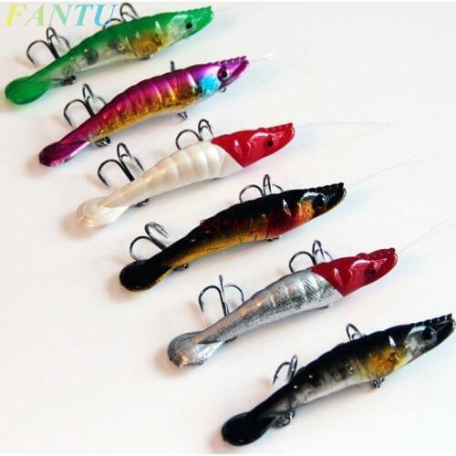 FANTU 2017New Hard Shrimp Lure 9g/80mm Small Camarao Artificial Pescaria Acessorioss Water Surface Shrimp Fishing Tackles 5PCS
