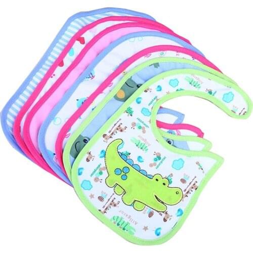 8pc/lot Colorful Baby Toddler Infant Cute Bis Waterproof Saliva Towel Feeding Boy Girls Random Color