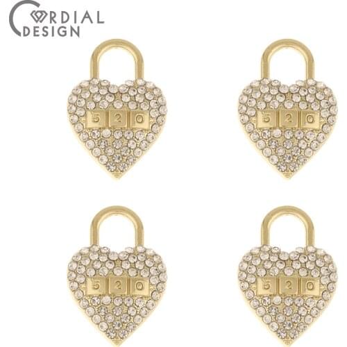 Cordial Design 50Pcs 16*24MM Jewelry Accessories/DIY/Lock Shape/Rhinestone Pendants/Jewelry Findings & Components/DIY Making
