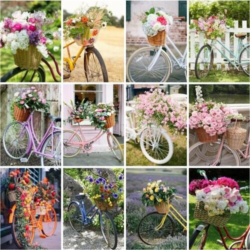 EverShine 5D DIY Diamond Mosaic bicycle Cross stitch Diamond Embroidery Landscape Art Painting Picture Rhinestones Home decor