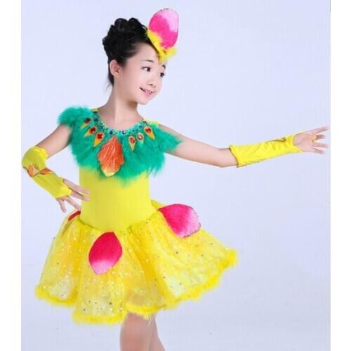 Girls Ballet Dance Dress feather Sleeveless Ballet Tutu Child Gymnastic Leotard Ballet Costumes Dancewear