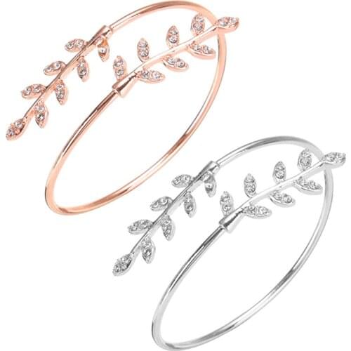 2021 Personality Leaf Bracelet Cuff Opening Bracelets Bangle Arm Jewelry for Women Jewelry Gift Gold/Rose Gold Birthday Gifts